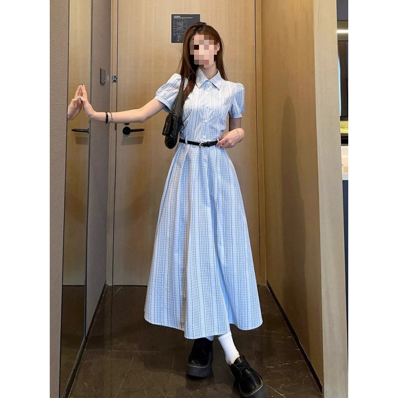 French Style Elegant Striped Shirt Long Dress 2025 New Women's Summer High-end Chic Polo Collar dress Women