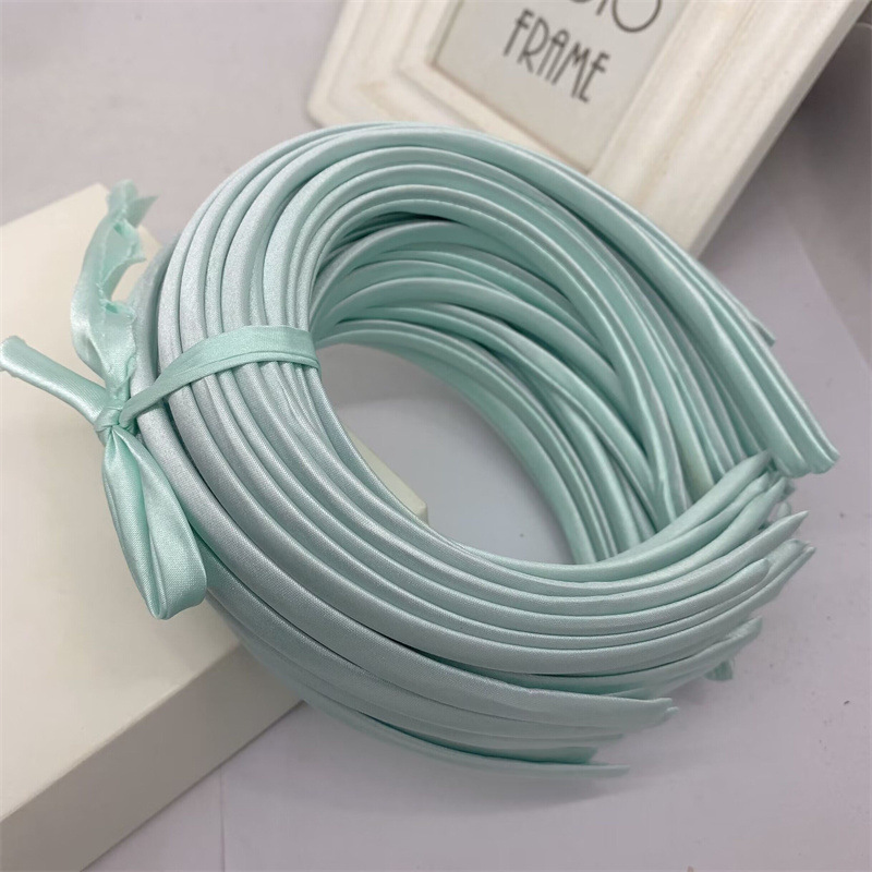 Picture of 10mm Candy-Colored Cloth-Wrapped Thickeneded Headband DIY Hairband Material Hair Accessories 1cm Satin Set Cloth Headband