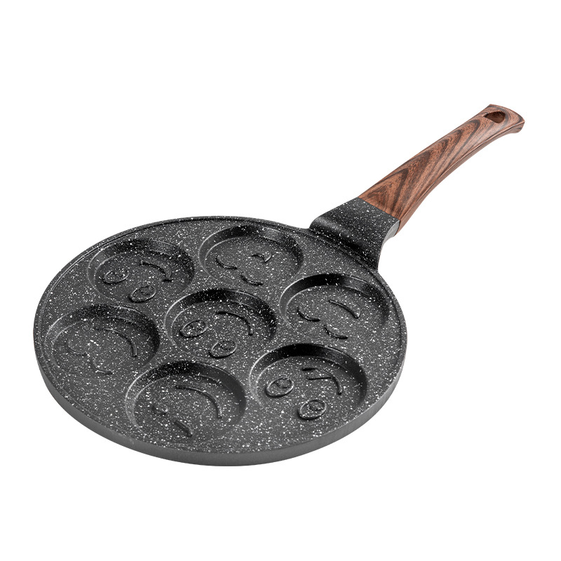 Picture of Wholesale die-cast non-stick pan seven-hole waffle cartoon smiley face baked frying pan breakfast pan pancake pan fried egg pancake pan