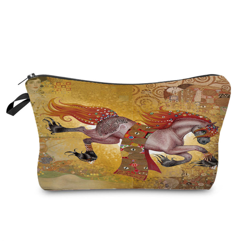 Picture of Personalized fashion cosmetics storage bag new goods wholesale golden oil painting printing cosmetic bag large capacity wash women's bag