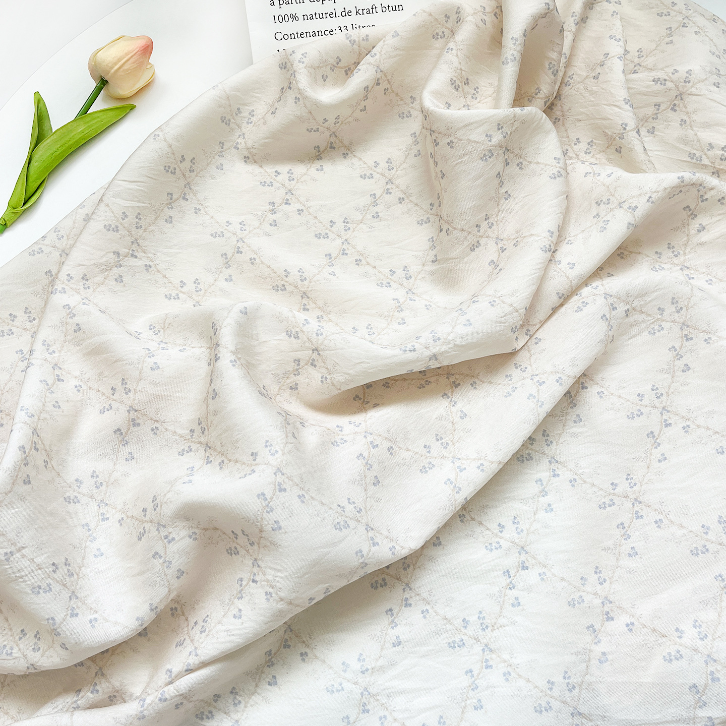 Diamond-Shaped Small Flower Brocade Cotton Fabric Chinese Style New Digital Printed Fabric for Cheongsam Dresses Tops Hanfu Fabric