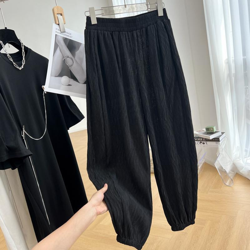 Design sense niche pleated high-grade elastic waist harem pants women's spring and autumn thin casual pants loose cropped pants fashion