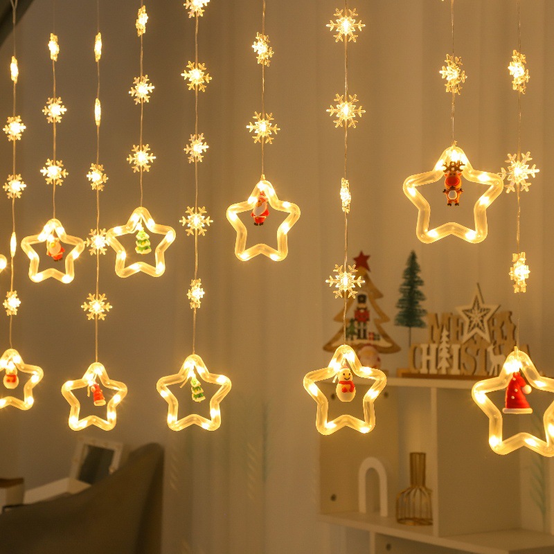 Curtain Lights Led Wishing Ring Lights Star Lights Flashing Lights Ice Strip Lights Christmas Tree Curtain Lights Christmas Decorative String Lights