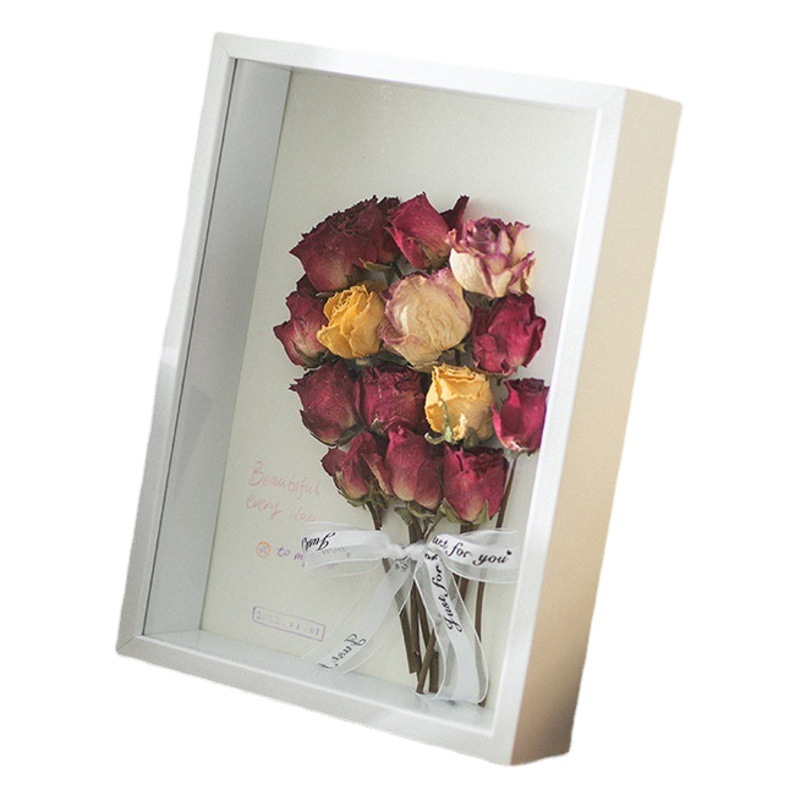 Picture of Stereo Hollow Glass Specimen Frame 7 Inch Handmade DIY Dried Flower Photo Frame Insect Clay Model Set Table Picture Frame Mounted