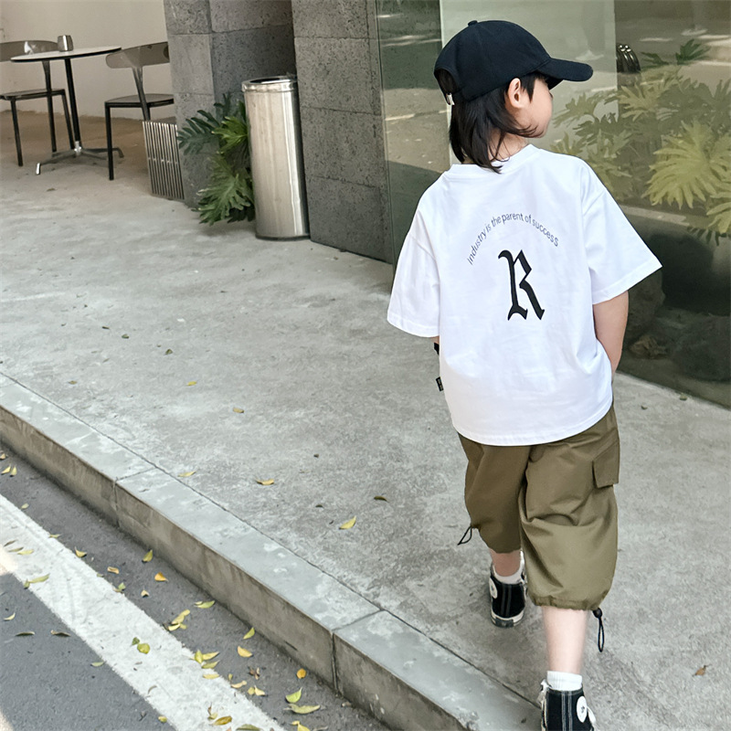Children's Wear Boys Short-sleeved T-shirt 2023 New Children's Summer Half-sleeved Handsome Boys Cotton Summer T-shirt Trendy