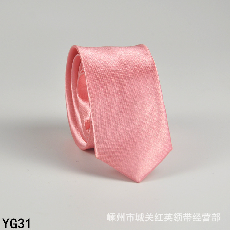 Picture of Solid color tie men's casual 5cm Korean style artificial silk narrow tie for workplace wedding business administrative wholesale