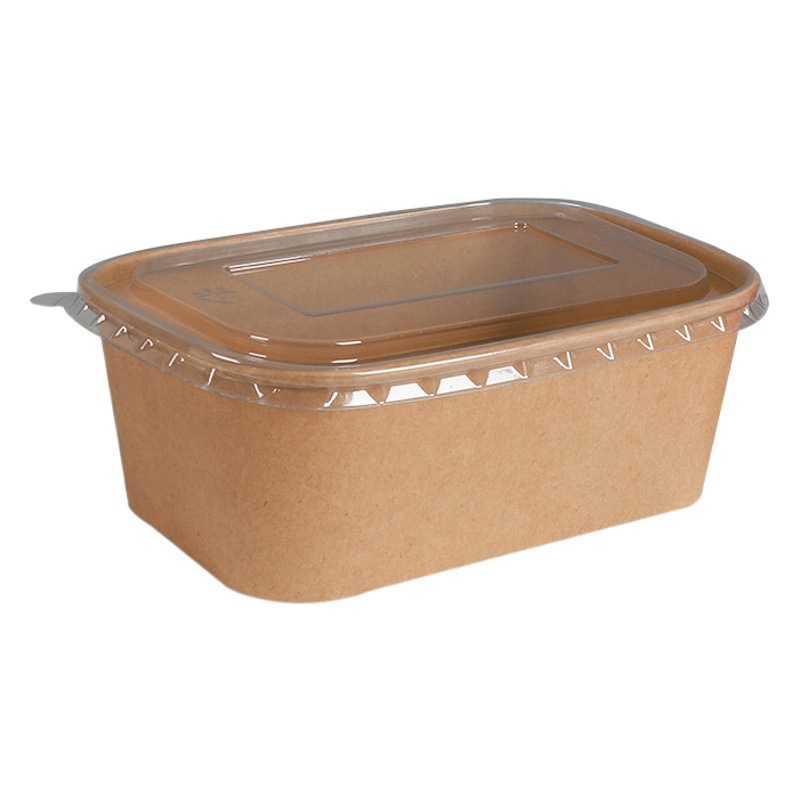 Kraft paper packing box disposable wholesale rectangular picnic box light salad lunch box custom kraft paper bowl