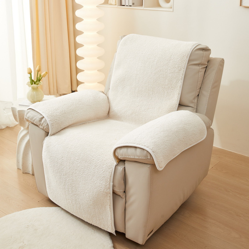 Cross-border solid color lamb velvet non-slip stain-resistant pet sofa cushion universal simple modern winter recliner sofa cover