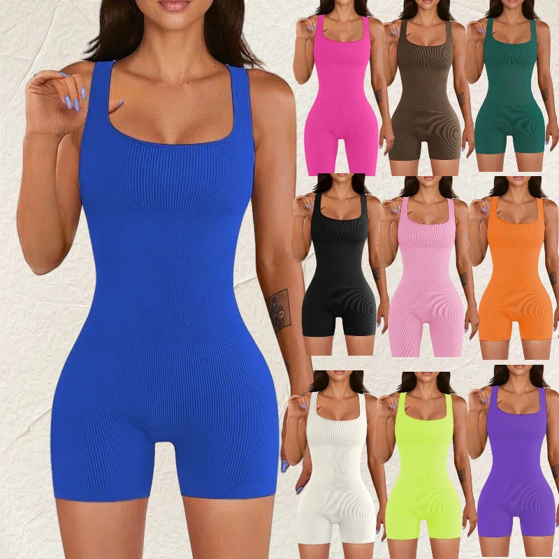 Threaded Sports Jumpsuit for Women, Peach Butt Yoga Jumpsuit for Women, Quick-Drying Outer Wear, Running Fitness Jumpsuit
