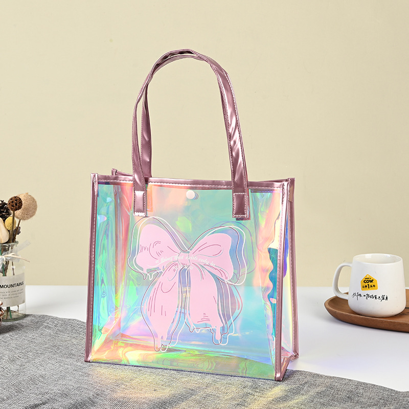Jelly magic color handbag custom snap button fashion TPU Internet celebrity transparent shopping bag shoulder jelly gift bag