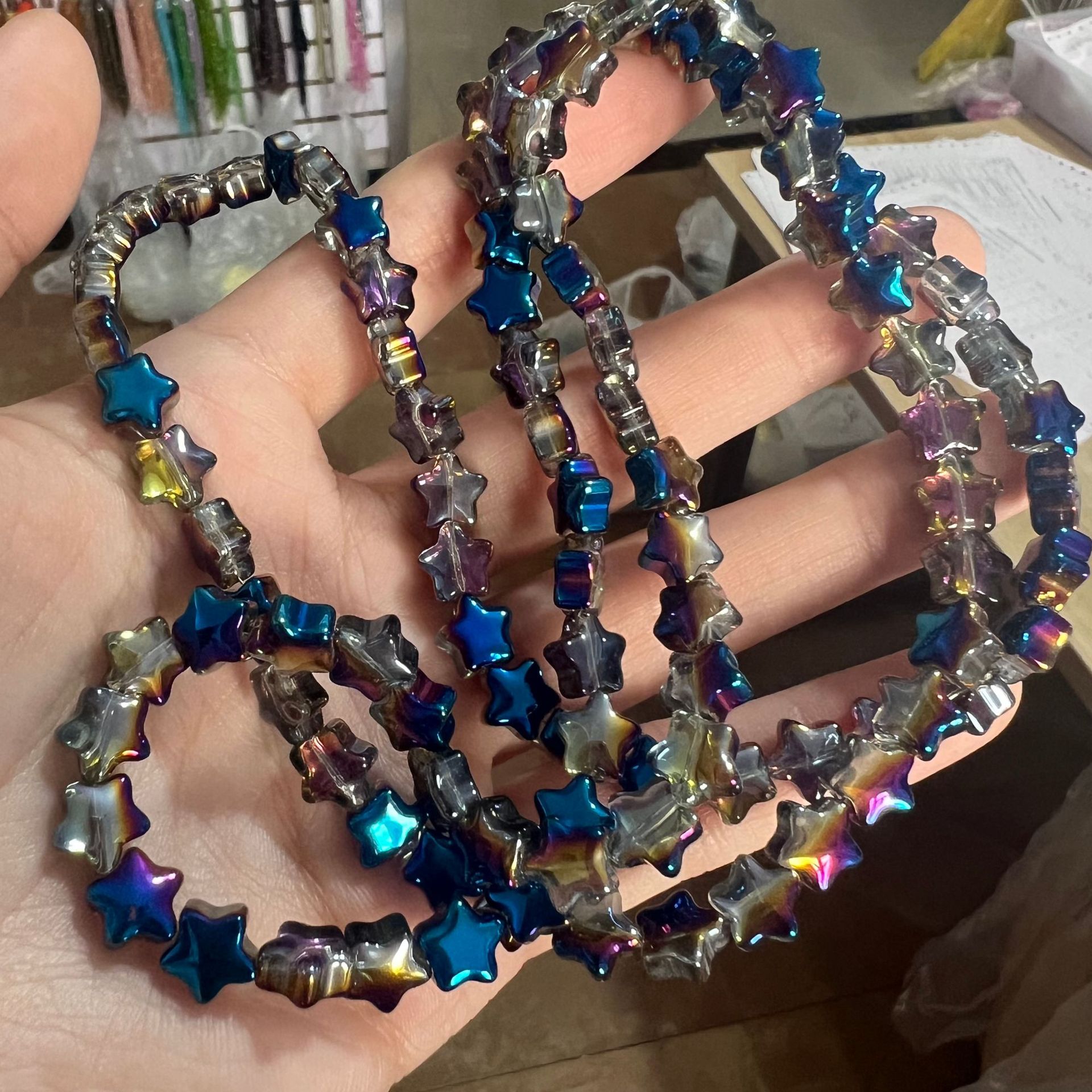 Picture of Five-Pointed Star Accessories 8mm Glass Beads Crystal Pendant DIY Hair Accessories Necklace Earrings Bracelet Beading Material Accessories