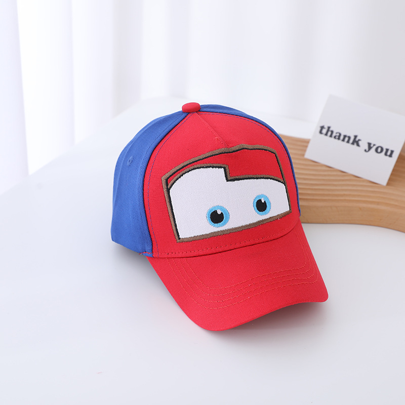 Picture of Korean Car Children's Flat Brim Baseball Cap Spring and Autumn New Cartoon Lightning Mcqueen Boys and Girls Hip-Hop Hat Wholesale