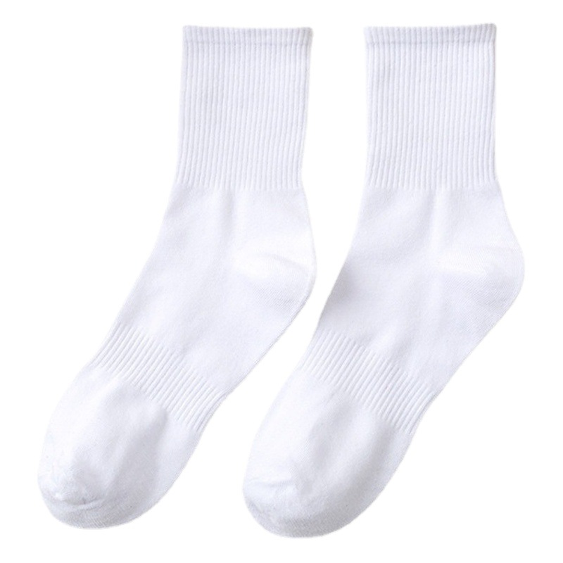 Black socks women tube socks solid color ins tide White Stockings cotton spring and summer thin tube men's socks wholesale