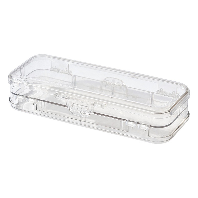 Large-Capacity Stationery Box Pencil Bag Portable Multi-Functional Pencil Box Transparent Double-Layer Student Stationery Storage Box Zipper
