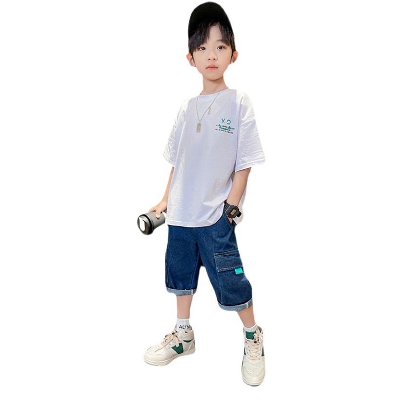 Summer fashion brand middle and big boys and girls bottoming shirt cotton baby short sleeve T-shirt cartoon cool handsome half sleeve top