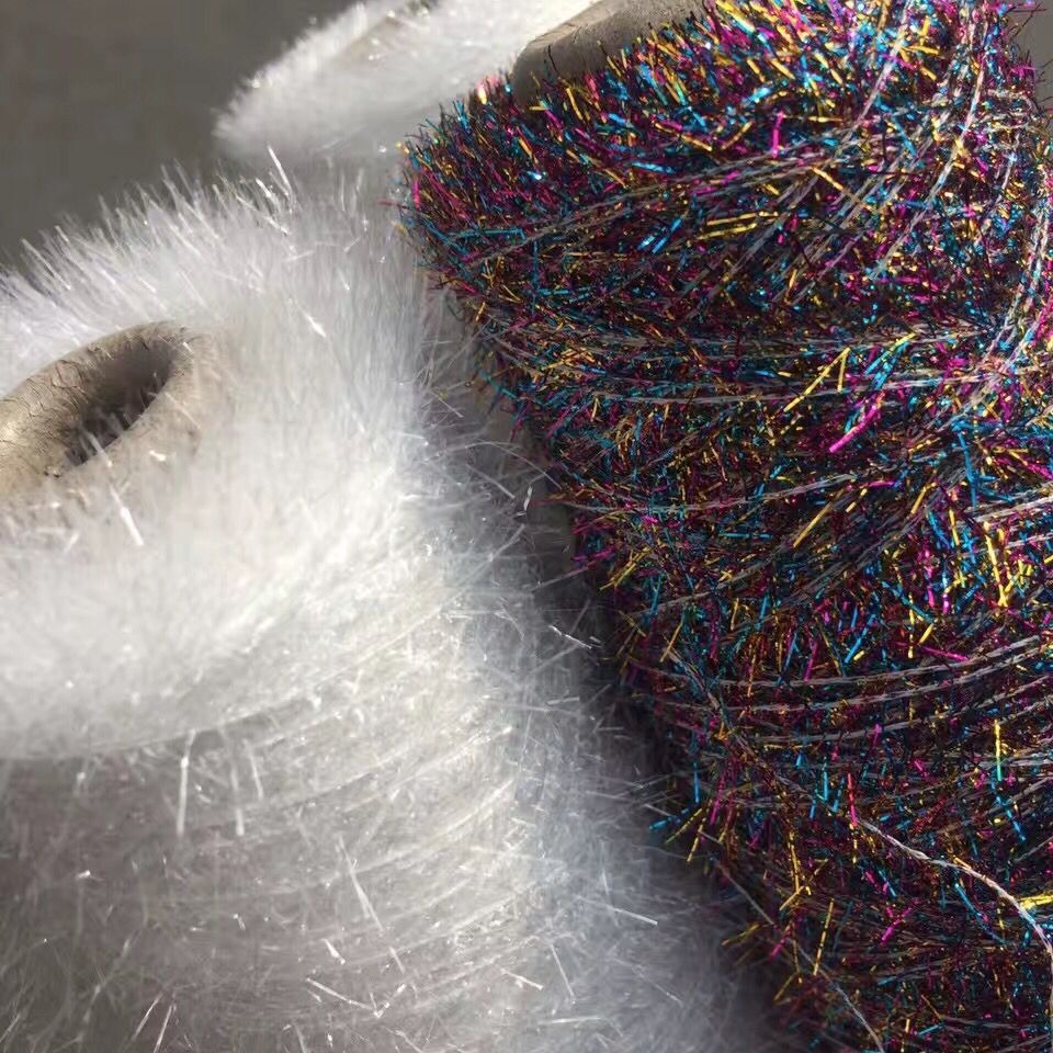 Dongying 2.4.5.6cm gold and silver silk yarn colorful glass feather yarn colorful glass yarn in stock wholesale