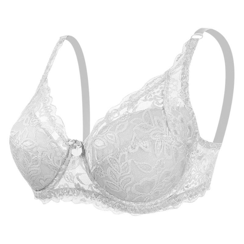 Foreign Trade European and American Cross-Border New Thin Cotton Cup Large Size Lace Bra Adjustable Comfortable Breast-Retracting Women's Intimates