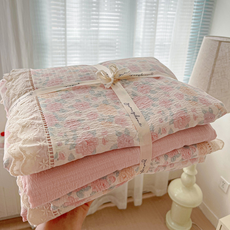 Class A four-piece bedding bed sheet quilt cover cotton cotton bed hat quilt cover four seasons dormitory single three-piece set 4