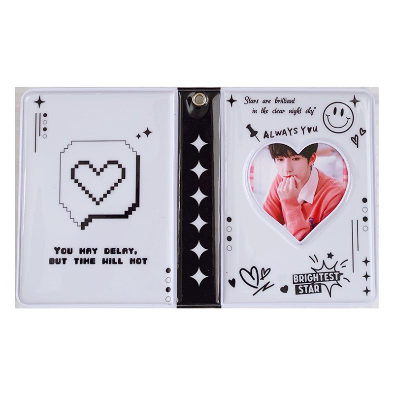 Girls and Students Black and White Plaid Three-inch Album Star-chasing Aidou Small Kaka Book Korean Polaroid Photo Storage Book