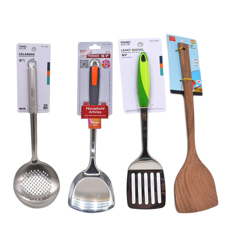 Picture of Stir-frying spatula long handle wooden rice spatula stainless steel thickened frying spatula household kitchen utensils wholesale