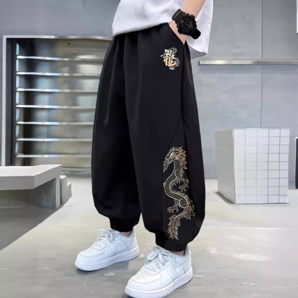 Boys' Summer Thin Anti-mosquito Pants National Tide Dragon Year Clothes 2024 New Arrival CUHK Children's Wear Boys Summer Pants