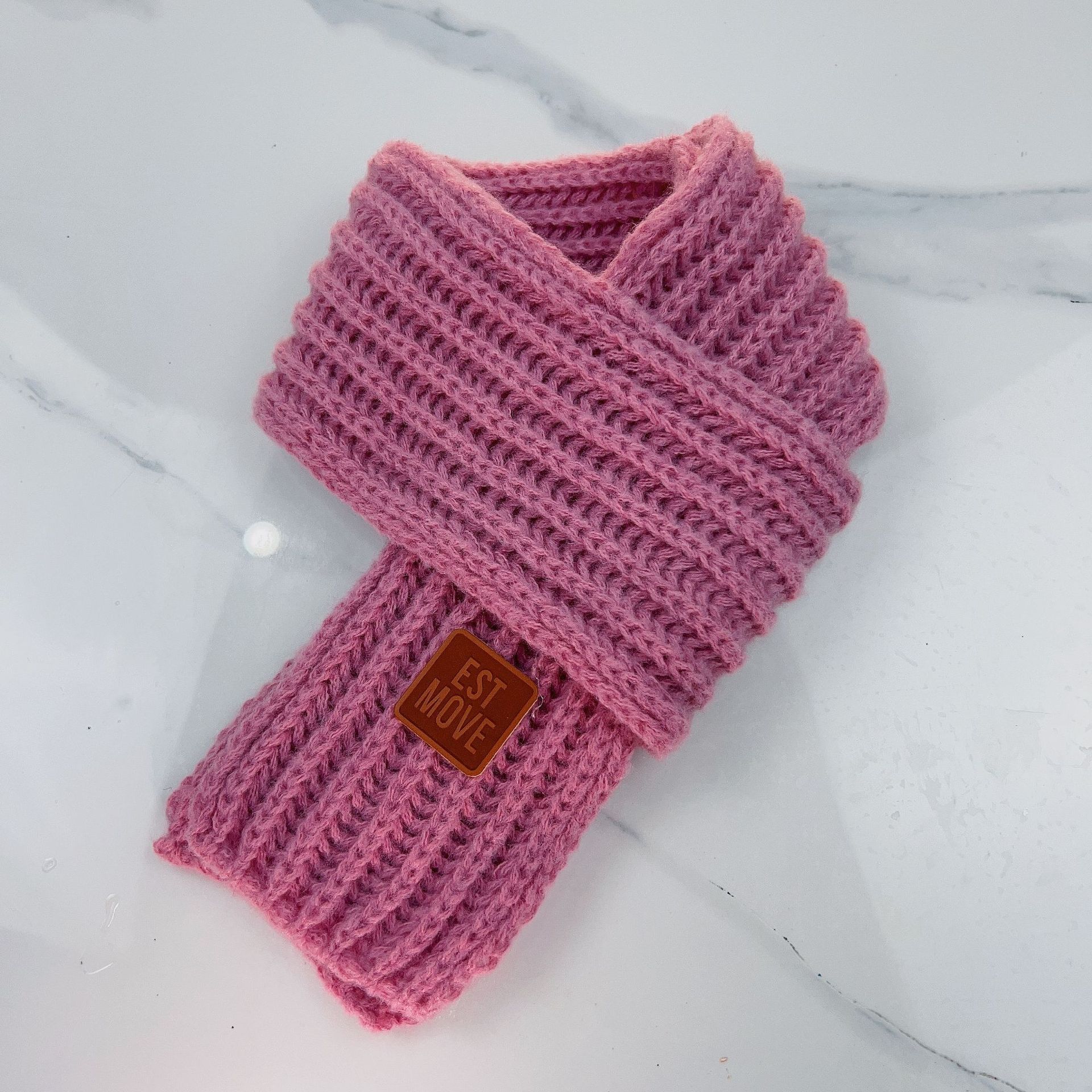Picture of Ins K-Style Kidsren's Knitted Scarf Winter Pure Color Warm Wool Infants Boys and Girls Korean Baby Scarf Trendy