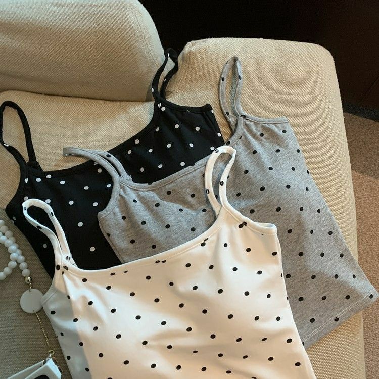 Picture of Pure Lust Style Sexy Polka Dot Backless Small Suspender Belt for Women 2024 Summer with Chest Pad Design Slim Inner Top Trendy