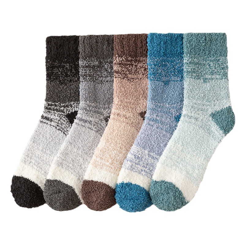 Men's socks winter thick warm mid-calf socks no lint coral velvet socks home sleep socks Zhuji socks
