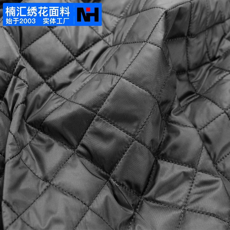 Embroidered fabric polyester clip cotton black polyester taffeta double-sided diamond cotton bag cotton embroidered fabric wholesale