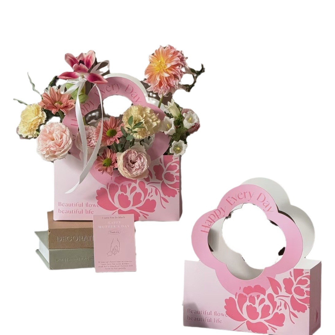 Mother's Day portable flower box flower bag flower basket paper waterproof floral bag flower material flower packaging box