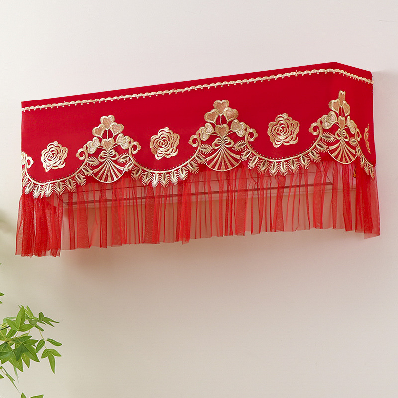Picture of Wholesale New Wedding Starts Without Taking Off Hanging Air Conditioner Dust Cover 1.5 Hp Air Conditioner Cover Lace Red Air Conditioner Cover
