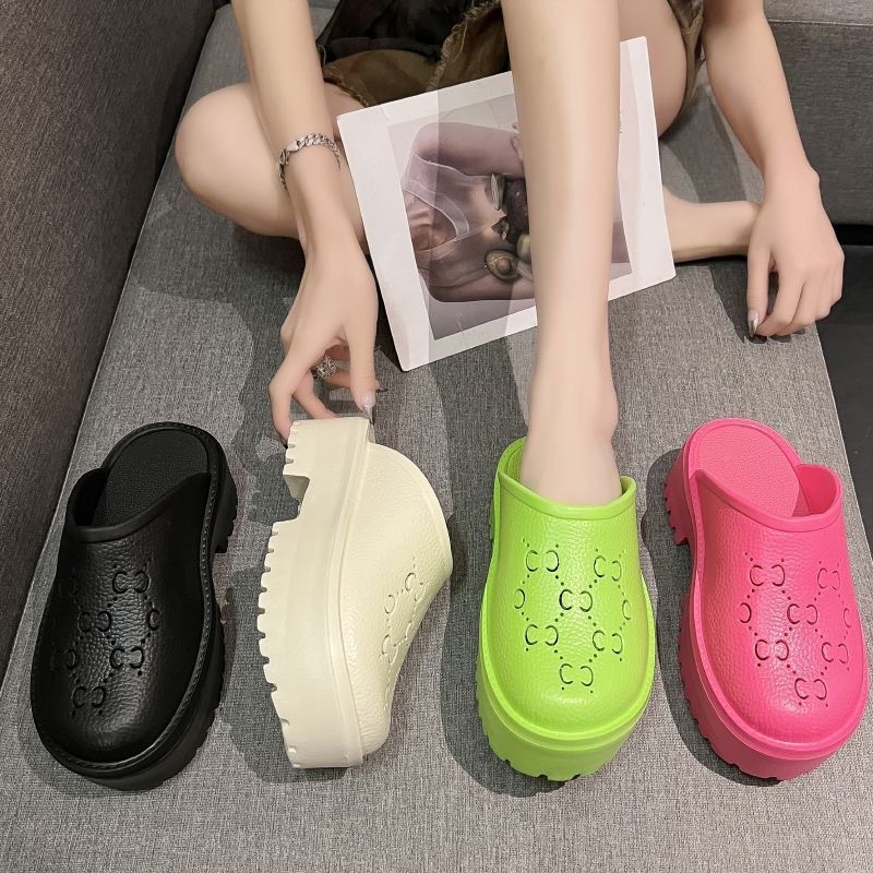 G Brand Clogs with Thick Soles, Height-Increasing Eva High-Elastic Rubber Plastic, Outdoor Wear, Chunky Heel, Half-Slipper Platform Sandals, Comfortable