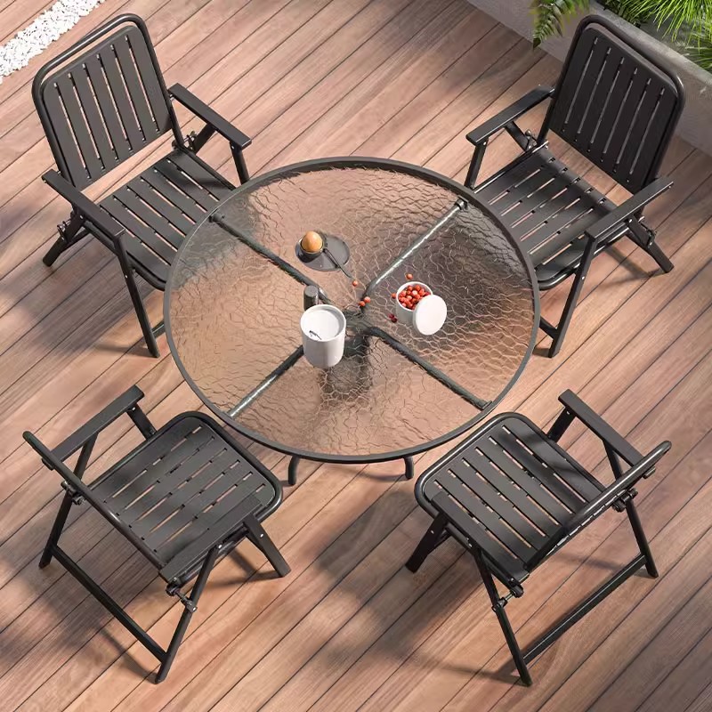 Outdoor Table and Chair Foldable Courtyard Garden Leisure Foldable Table and Chair Balcony Three-piece Set Outdoor Waterproof Sunscreen