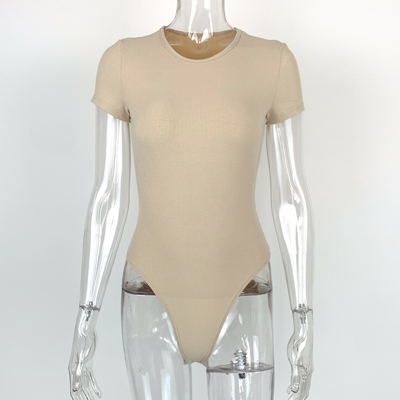 Picture of Summer 2025 Amazon European and American Cross-border Women's Sexy Tight Cotton Rib Crewneck Romper bodysuit