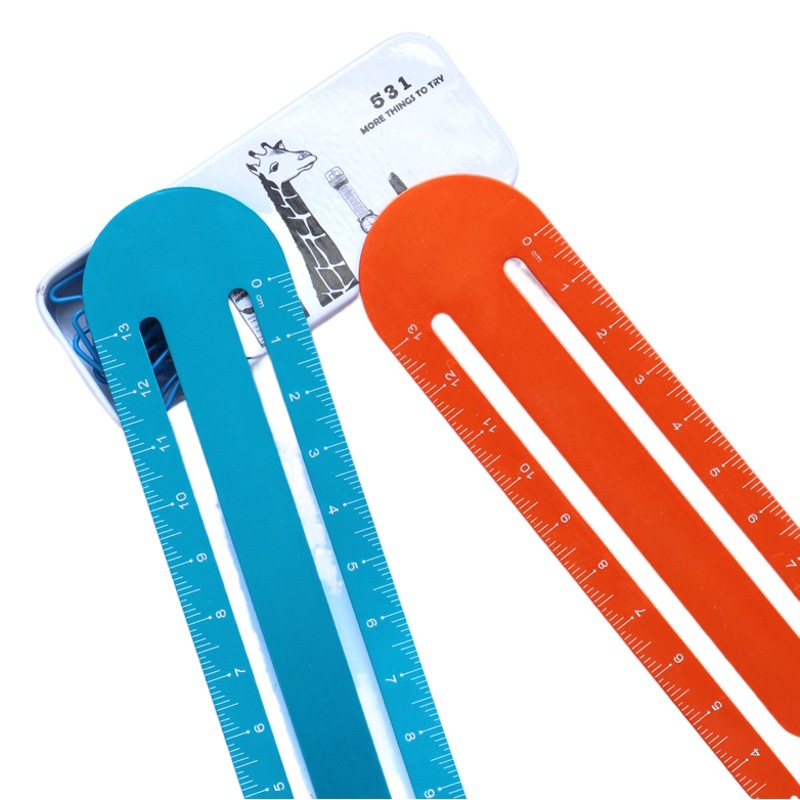Creative Bookmark Ruler Multi-Functional Cut Out Aluminum Ruler Aluminum Alloy Ruler Double Scale Printing Ruler Ins Style Learning Stationery