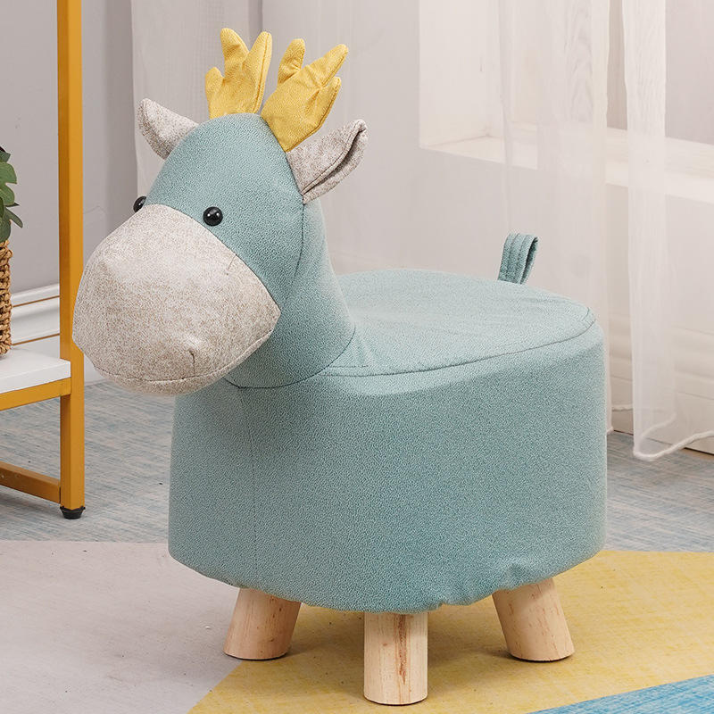 Picture of Elephant Stool children's animal stool solid wood shoe changing stool creative small stool home living room cartoon cute low stool