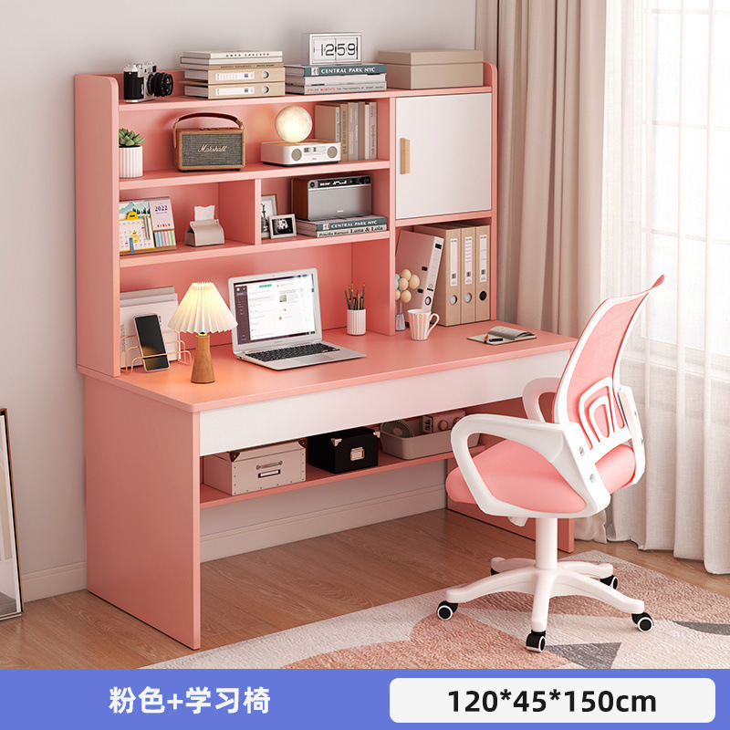Picture of Student home study desk, children's desk, bookshelf combination table and chair set, simple bedroom, children's writing desk