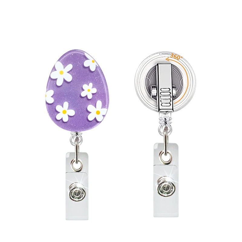 New Easter acrylic egg easy pull buckle rotating ID buckle Doctor Nurse retractable easy pull
