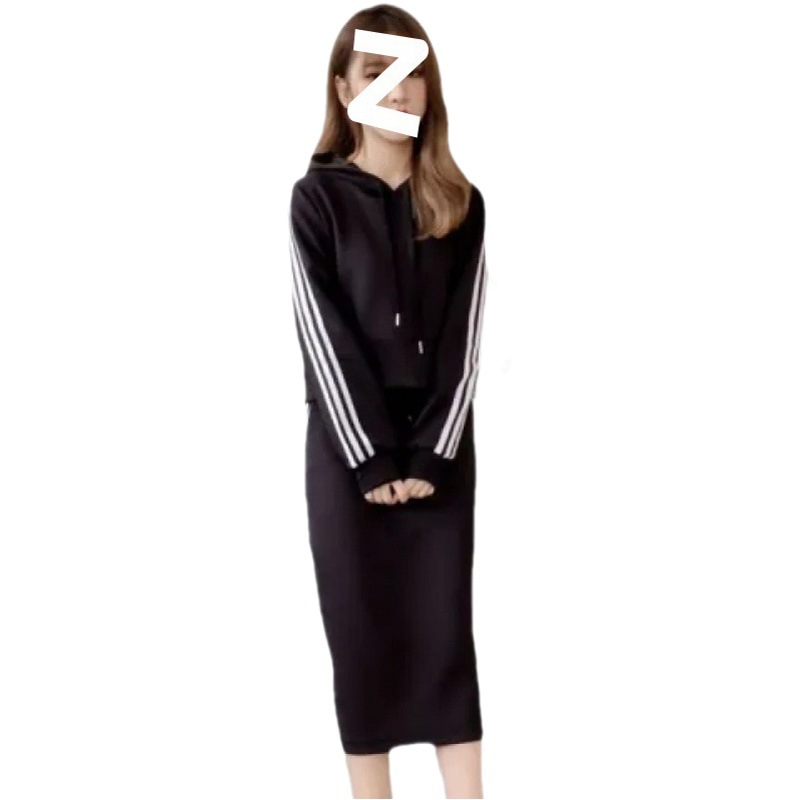 2023 new Korean style autumn black casual suit sweater skirt fashion slim suit skirt two-piece set for women