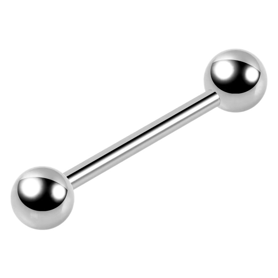 G23 Titanium 1.6mm Outer Teeth Straight Rod Double-headed Ball 14g Barbell Ear Nail Tongue Nail Milk Nail Titanium Alloy Puncture Jewelry