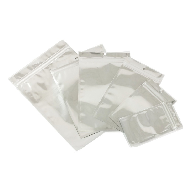 Translucent Yin and Yang Bone Bag Sealed Bag Food Daily Necessities Jewelry Packaging Bag Silver Composite Aluminized Ziplock Bag