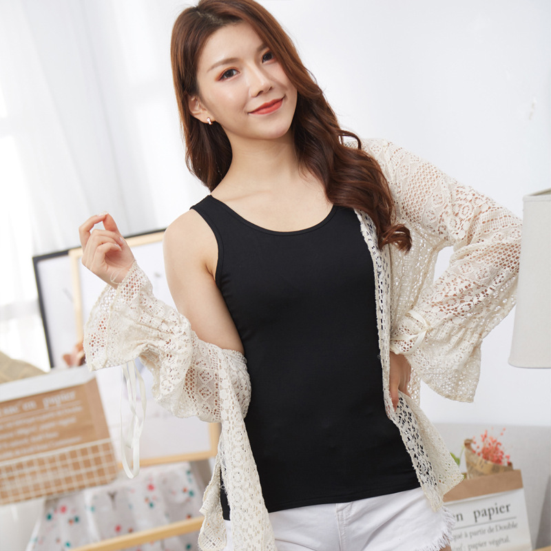 Vest Women's bottoming shirt spring and summer running Volume solid color inner wear outer wear plus size round neck all-match sexy sling women's wholesale