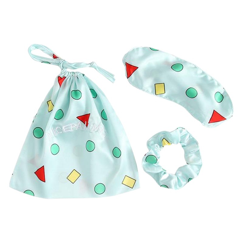 Korean Crayon Shin-Chan Silk Seven-Piece Set Simulated Silk Vest Geometric Pajamas Women's Spring Summer Autumn Home Clothing Set