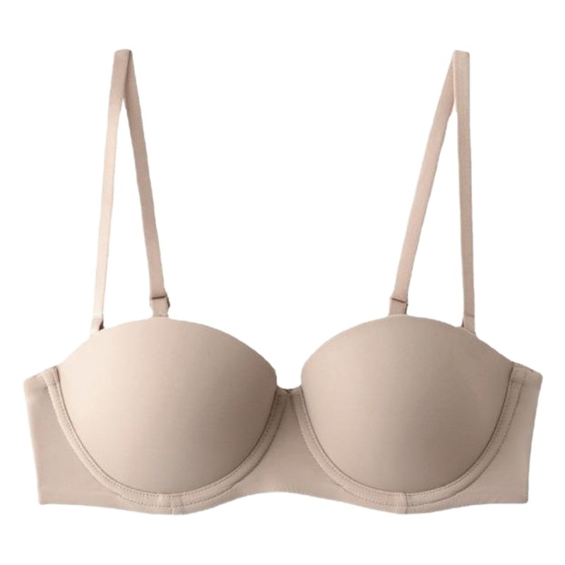 Cross-Border Underwear Women's tube top small chest push up sexy comfortable half cup glossy adjustable soft steel ring bra bra
