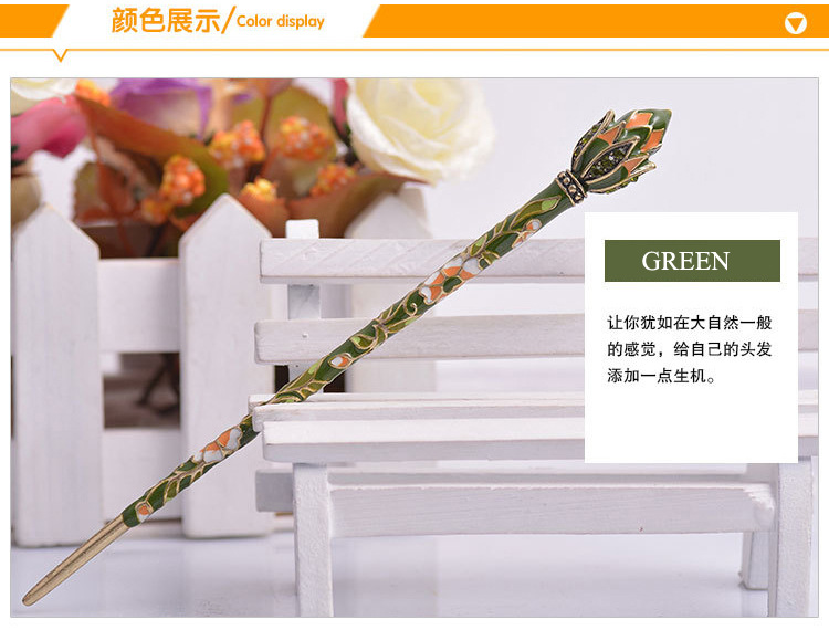 Picture of Chinese antique headdress hairpin cloisonne ladies hair clasp scenic explosion hair accessories wholesale