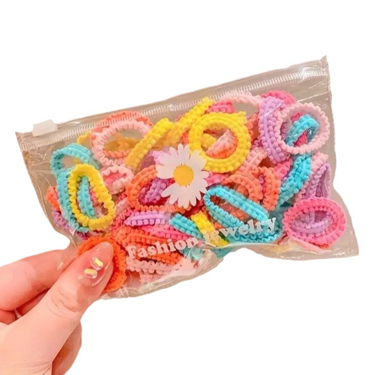 Picture of Children's rubber band does not hurt hair color canned lace rubber band girls high elastic hair band baby head rope