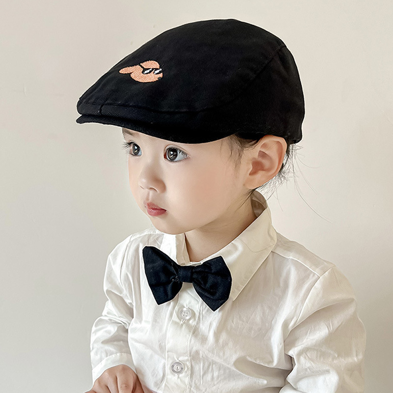 Glasses dog embroidered children's forward hat baby hat British spring and autumn boys and girls peaked cap cartoon children's fashion hat