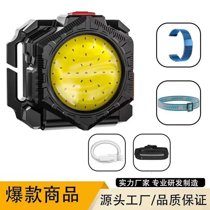Strong Flashlight Multifunctional Outdoor Night Run Waist Pack Wrist Red Light Emergency Charging Portable Mini Super Bright Headlight
