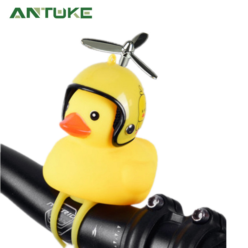 Internet Red Yellow Duck with Helmet Reflective Reverting Mirror Breaking Wind Charge Social Duck Bicycle Ornaments Shake Tone Same Style