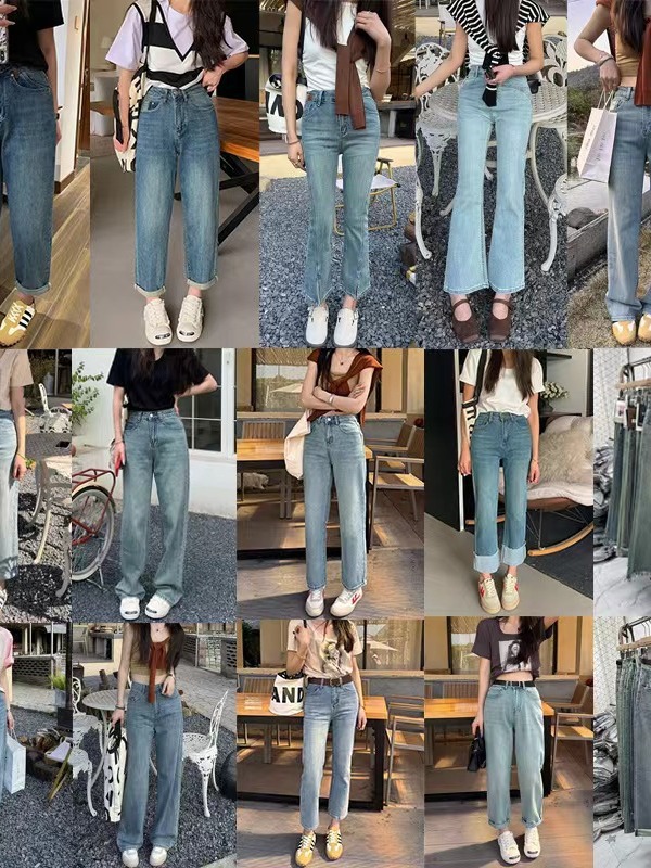 Ten three lines 2024 spring and summer new Korean style high waist jeans women's brand discount tail goods live broadcast physical supply
